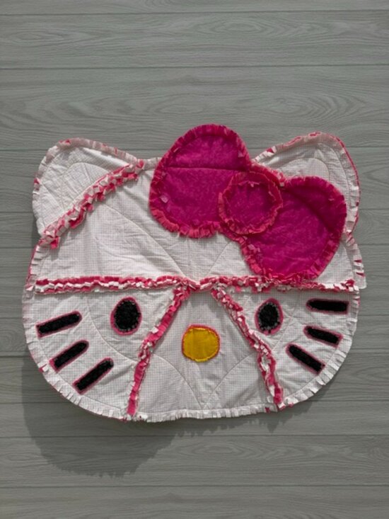 Simply Quilted Other - Homemade Small Hello Kitty Pink, White & Black Rag Quilt
